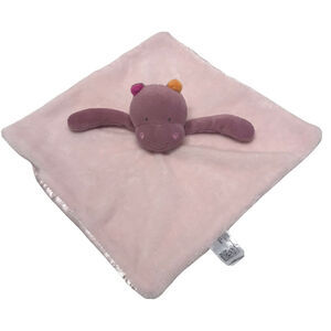 Fiesta Hippo Lovey Pink Purple Pacifier Holder Security Blanket Rattle Satin